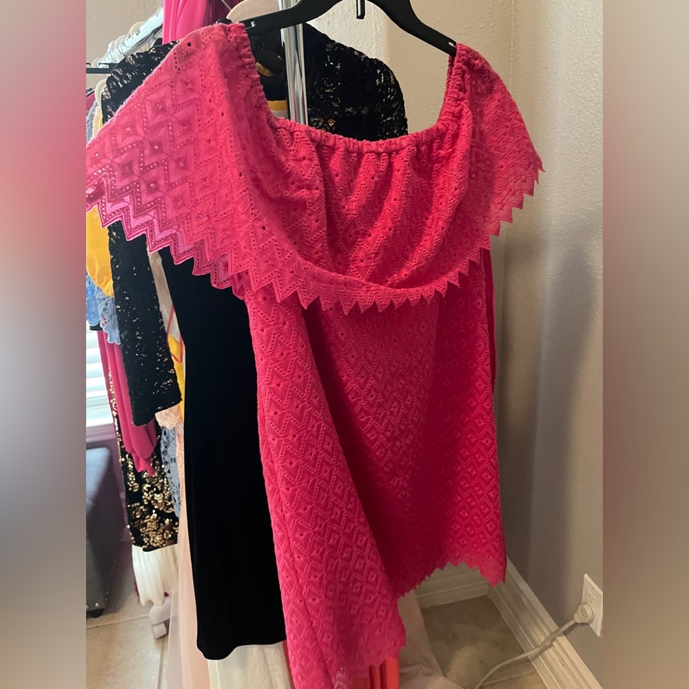 Vibrant Pink Off-Shoulder Dress